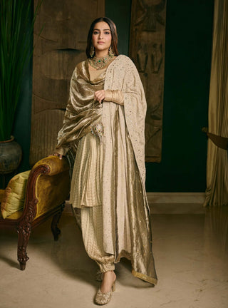 Swarnima cream biscuit anarkali set