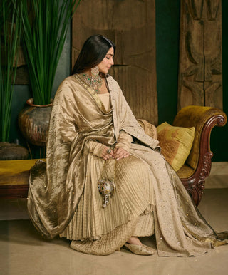 Swarnima cream biscuit anarkali set