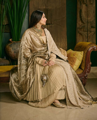Swarnima cream biscuit anarkali set