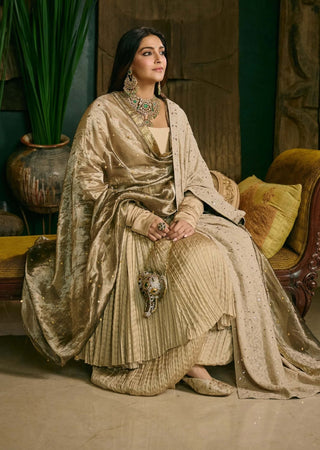 Swarnima cream biscuit anarkali set