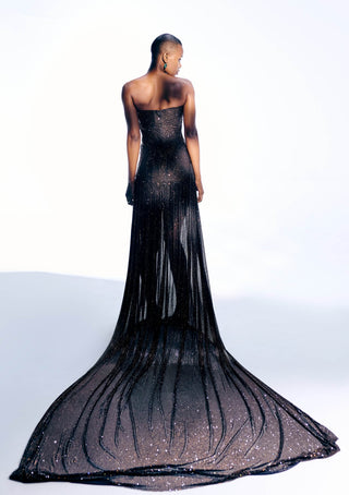 Brown araminta gown with trail