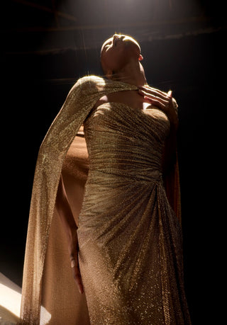 Nude valora gown and cape