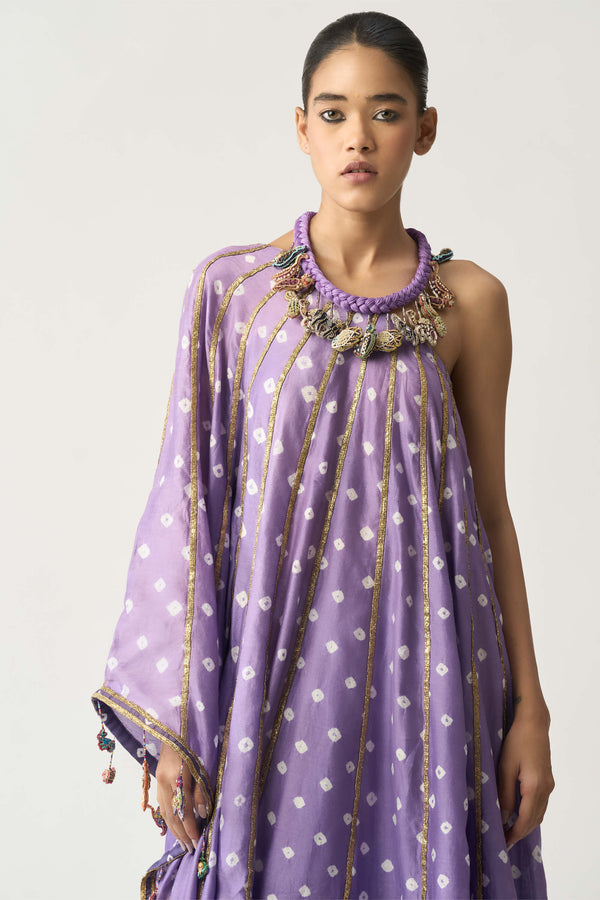 SAAKSHA & KINNI presents ABSTRACT BIRD PRINT ONE SHOULDER KAFTAN DRESS  available exclusively at FEI