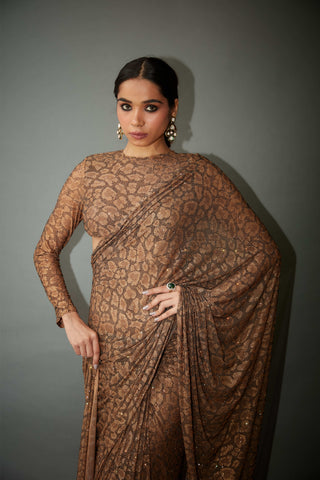 Itrh-Natallia Printed Crystal Embellished Sari And Blouse-INDIASPOPUP.COM