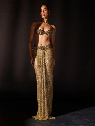 Zahara gold skirt and cape set