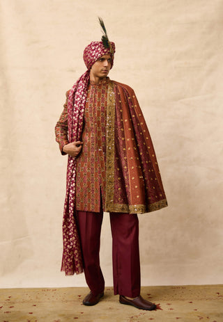 Rajvesha brown sherwani set
