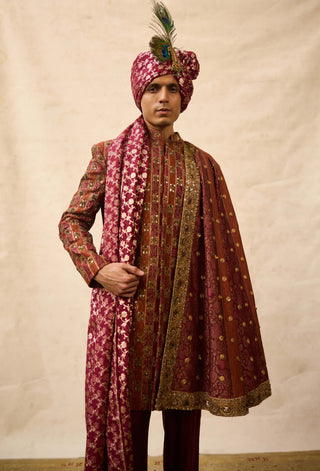 Rajvesha brown sherwani set