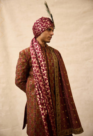 Rajvesha brown sherwani set
