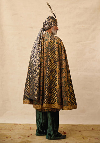 Vajra green and black sherwani set