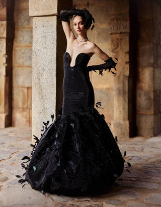 Kailani black gown with gloves