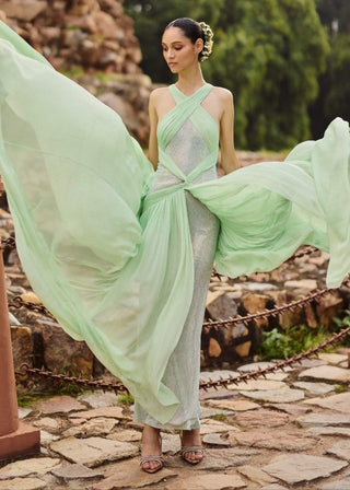 Itrh Savi Mint Green Gown available on indiaspopup