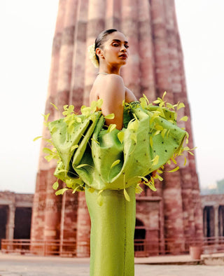 Aranya Green Volume Gown by Itrh available on Indiaspopup