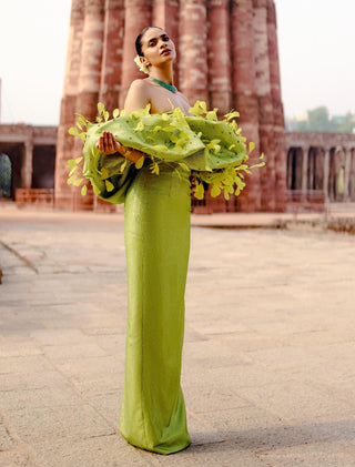 Aranya Green Volume Gown by Itrh available on Indiaspopup