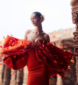 Itrh Nara Orange Gown available on indiaspopup