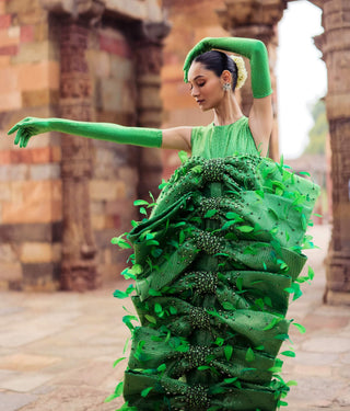 Itrh Sateyi Green Bow Dress available on indiaspopup