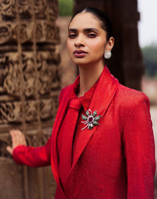 Draja Red Blazer Dress Set by Itrh available on Indiaspopup