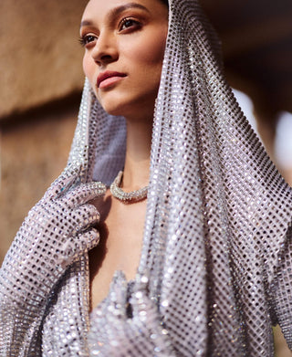 Tara silver hood gown