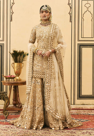 Ecru gharara trail bridal set