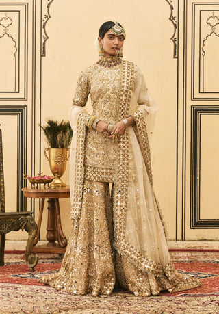 Ecru gharara trail bridal set