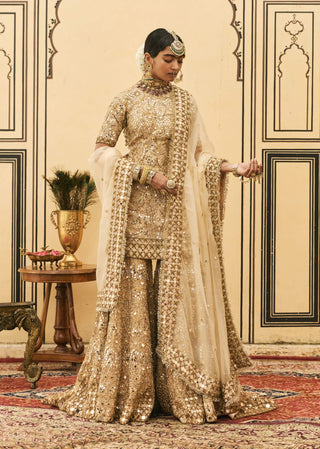 Ecru gharara trail bridal set