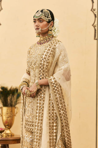 Ecru gharara trail bridal set