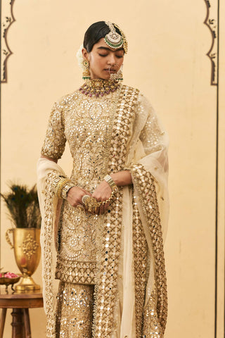 Ecru gharara trail bridal set