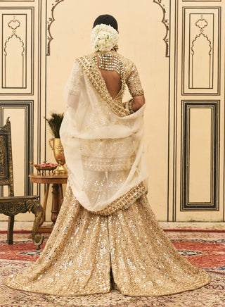 Ecru gharara trail bridal set