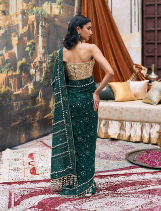 Green vanamala sari and blouse