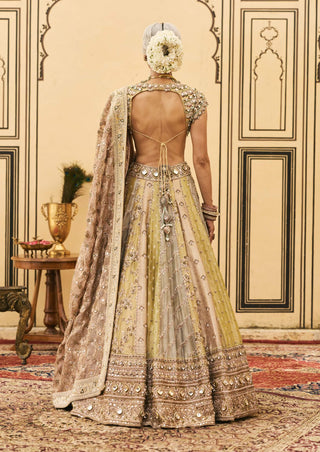 Gulabi pastel stone brocade lehenga set