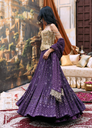 Purple yamini lehenga set