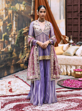 Lilac jamunee arzoo peplum sharara set