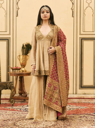 Suvarna dori zari peplum sharara set
