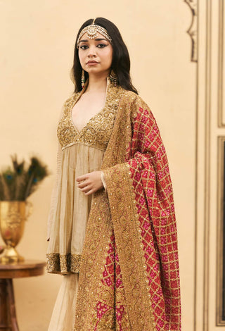 Suvarna dori zari peplum sharara set