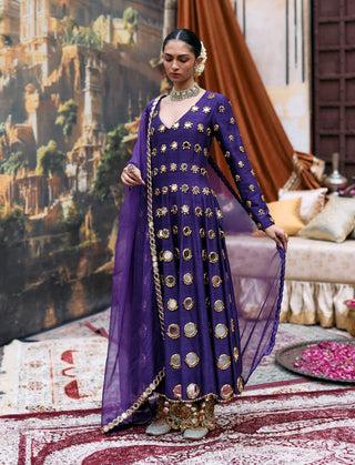Purple jamunee inara anarkali set