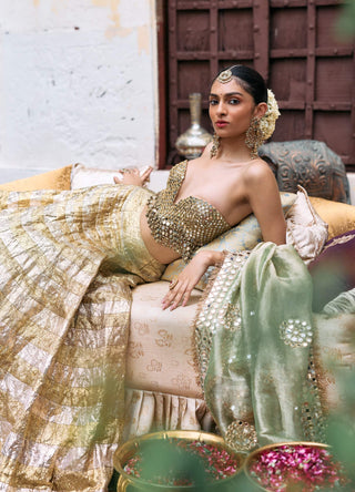 Gold and silver kiran sona chandi lehenga set