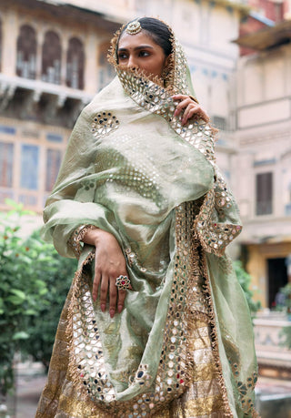 Gold and silver kiran sona chandi lehenga set