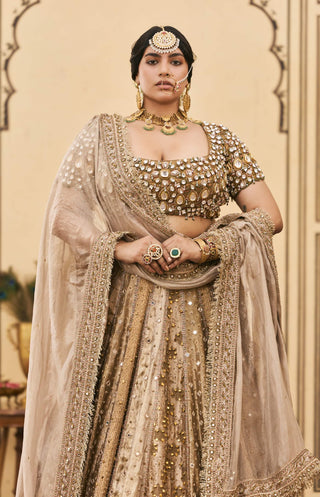 Suvarna brocade double dupatta lehenga set