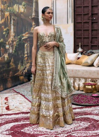 Gold and silver kiran sona chandi lehenga set