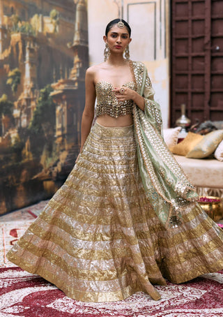 Gold and silver kiran sona chandi lehenga set