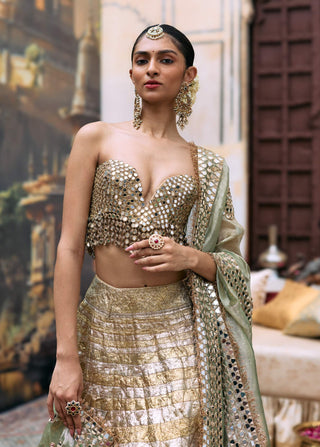 Gold and silver kiran sona chandi lehenga set