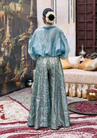 Blue neelam sharara and shirt set