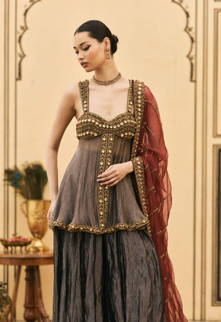 Neelkanth stone peplum sharara set