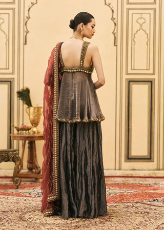 Neelkanth stone peplum sharara set