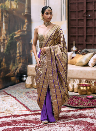 Purple svarnaalata sari and corset