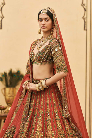 Sindoori bridals jewel raw silk lehenga set
