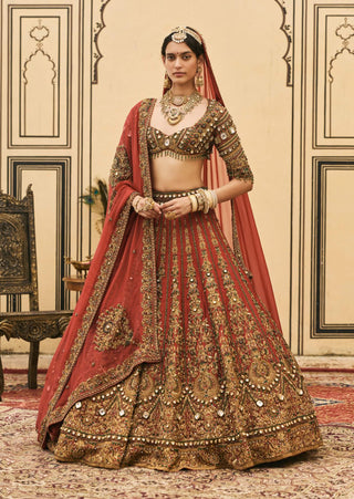 Sindoori bridals jewel raw silk lehenga set