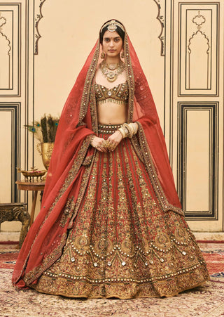 Sindoori bridals jewel raw silk lehenga set