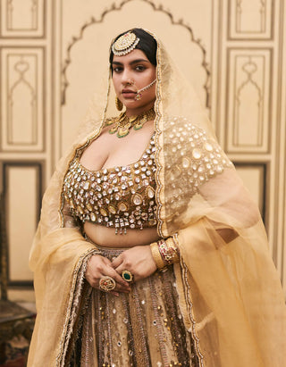 Suvarna brocade double dupatta lehenga set