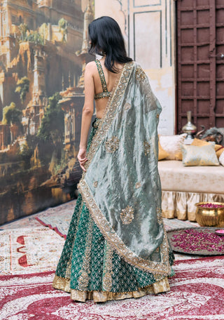 Green vaidurya lehenga set