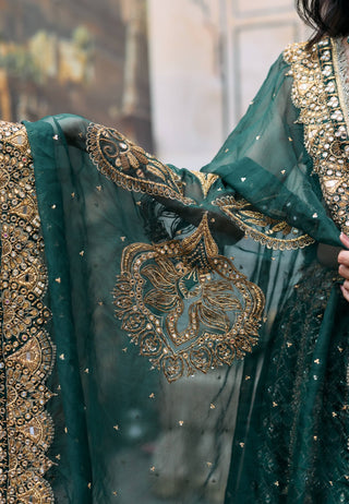 Green vaidurya lehenga set